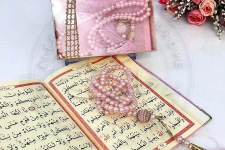 Quran large size with counter (velvet pink)